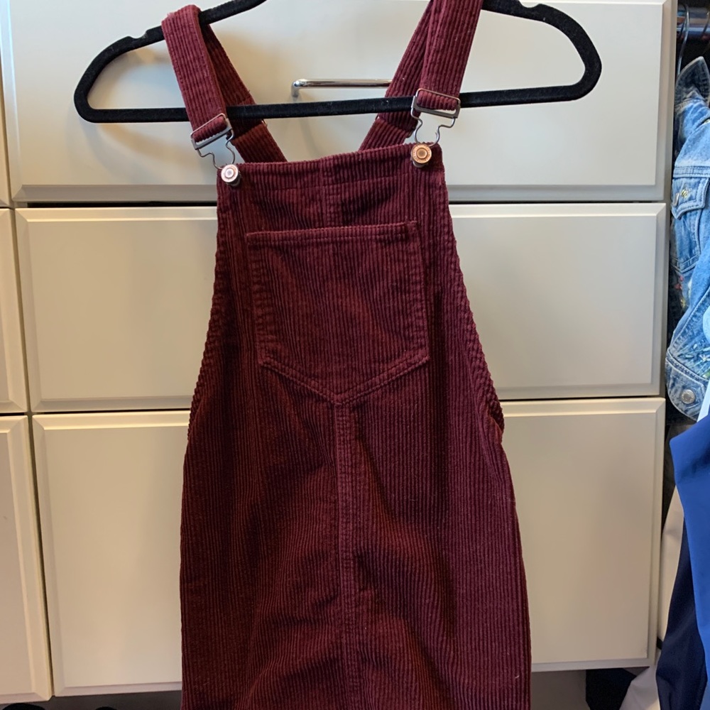 Maroon Corduroy Overall Dress